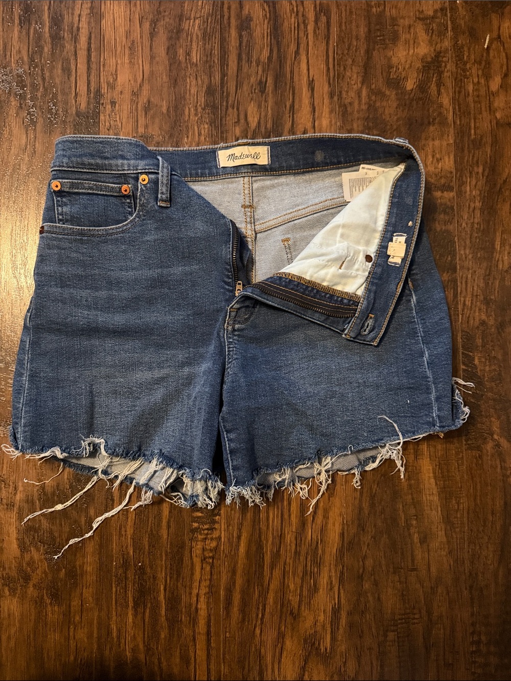 Madewell High-Rise Distressed Denim Cutoff Shorts - Blue